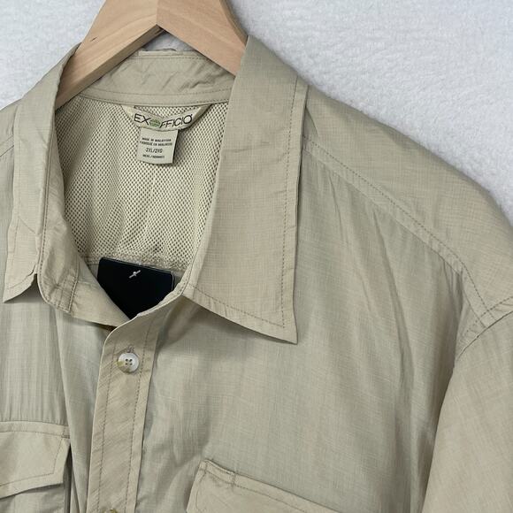 EXOFFICIO Shirt Mens 2XL Syros Short Sleeve Button Down Fishing Beige NEW - Picture 6 of 16